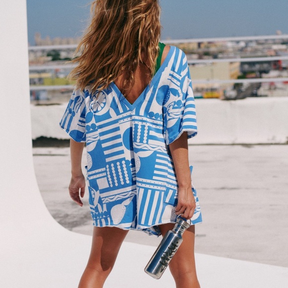 FP Hot Shot Printed Tee Romper in Sunday Market Blue sz xs NWT - Picture 6 of 6